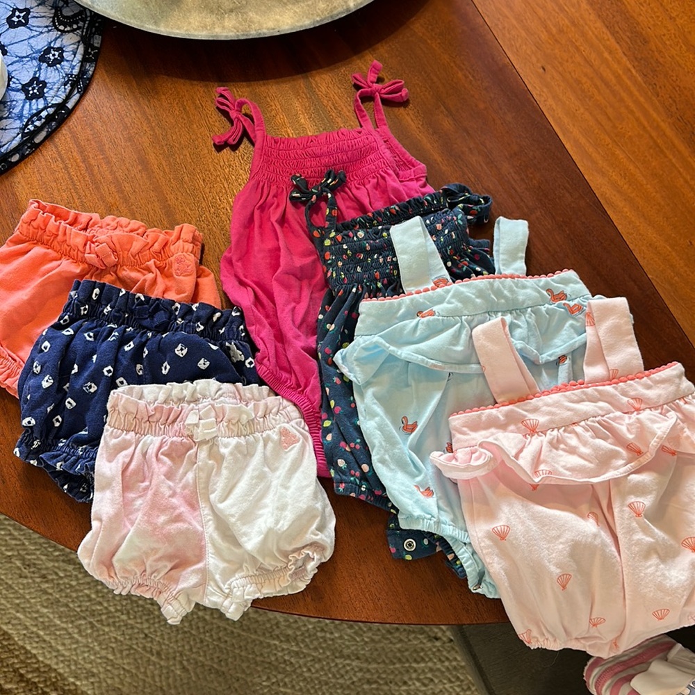 Baby gap bundle. 3 bloomer shorts and 3 rompers